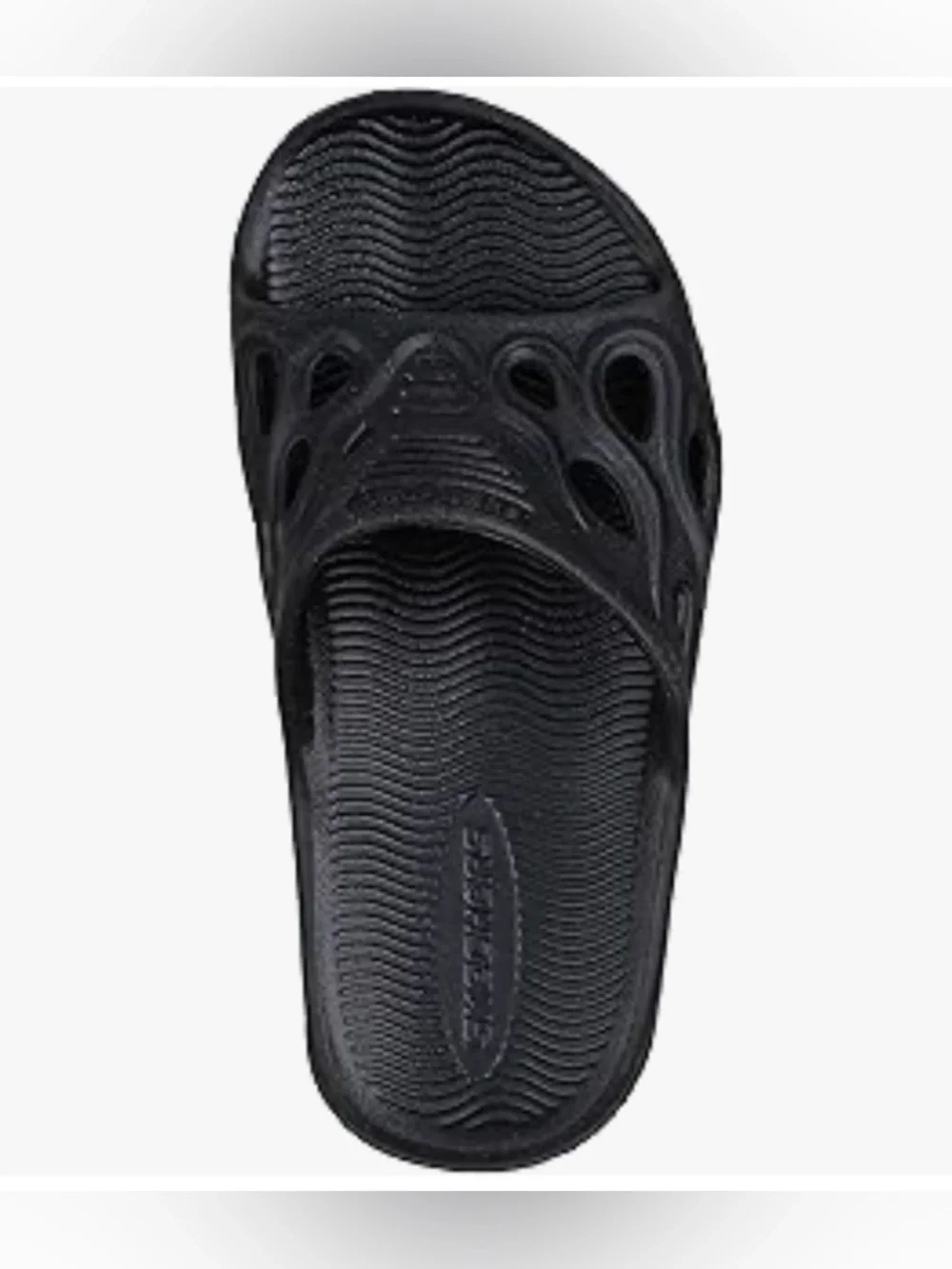 Skechers Black Foam Slide with Tear-Shaped Cutouts